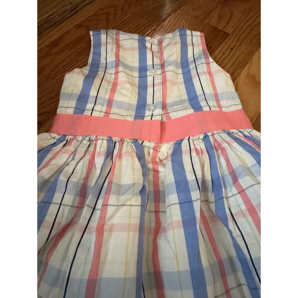 Carters Toddler Girls 3T Plaid Sleeveless Dress Pink Blue with Flower